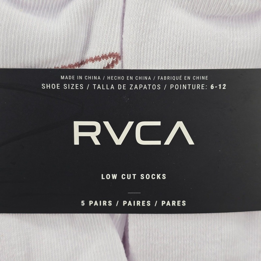 New RVCA 5 Pair Mens Low Cut Socks White Size 6-12 - Picture 2 of 6